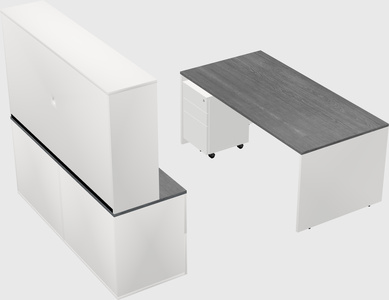 Parallel desk with credenza