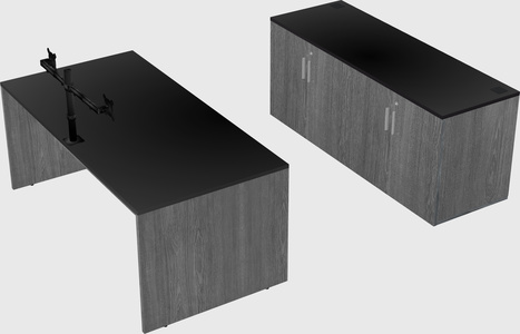 Parallel desk with credenza