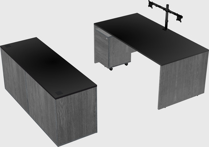Parallel desk with credenza