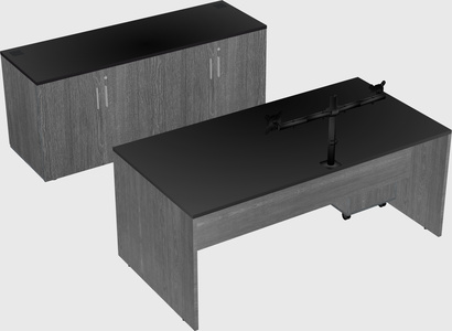 Parallel desk with credenza