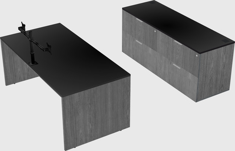 Parallel desk with credenza