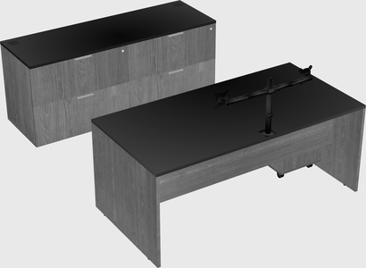 Parallel desk with credenza
