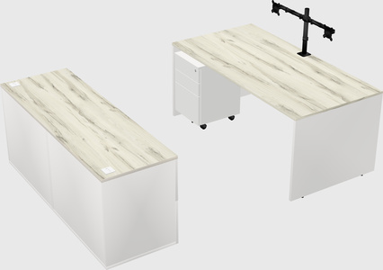 Parallel desk with credenza