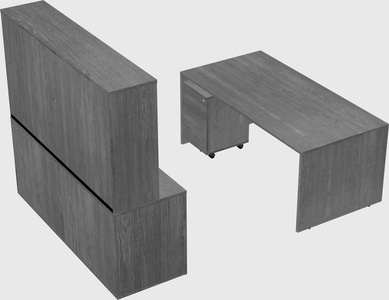 Parallel desk with credenza