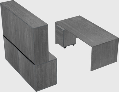 Parallel desk with credenza