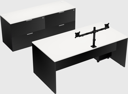 Parallel desk with credenza