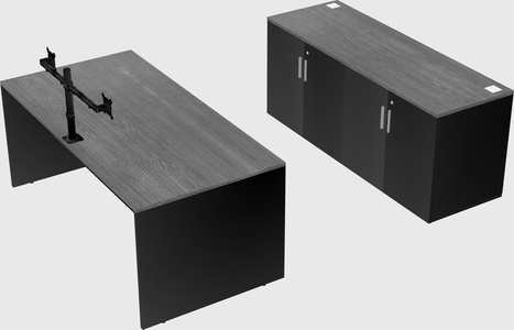 Parallel desk with credenza