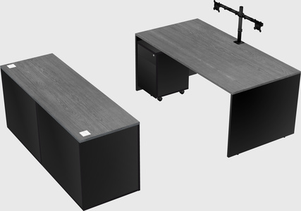 Parallel desk with credenza