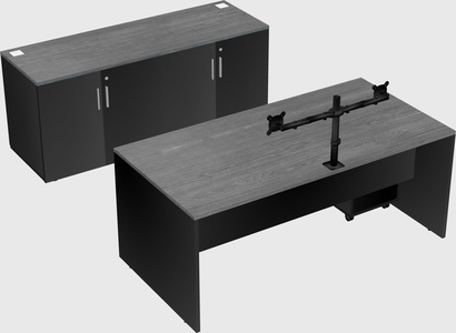 Parallel desk with credenza