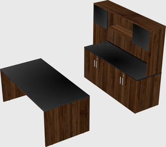 带书柜的平行办公桌