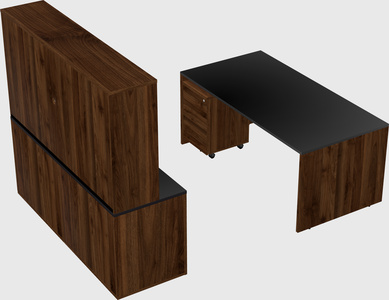 带书柜的平行办公桌