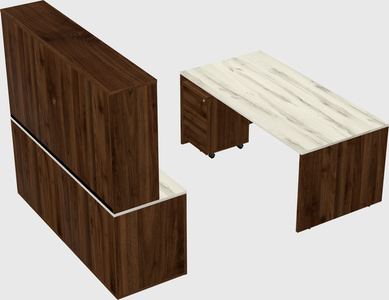 Parallel desk with credenza