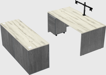 Parallel desk with credenza