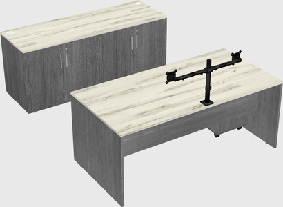 Parallel desk with credenza