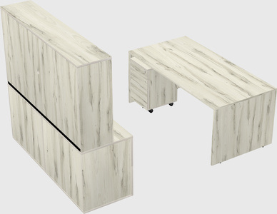 Parallel desk with credenza