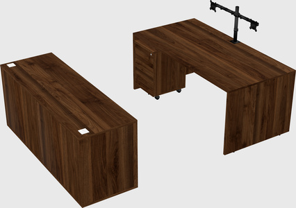 Parallel desk with credenza