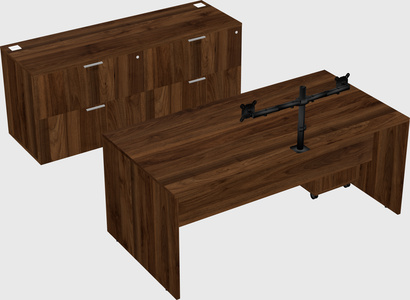 Parallel desk with credenza