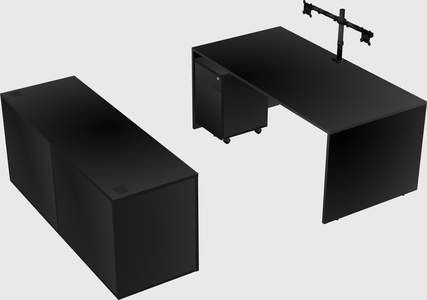 Parallel desk with credenza