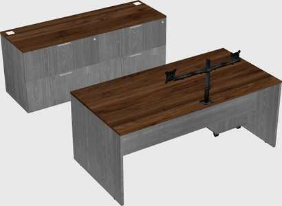 Parallel desk with credenza
