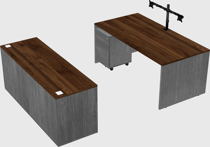 Parallel desk with credenza