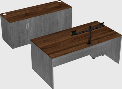 Parallel desk with credenza