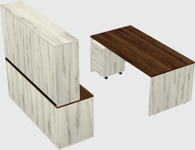 Parallel desk with credenza