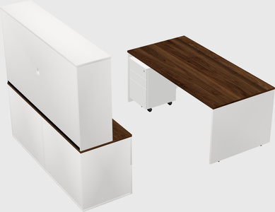 Parallel desk with credenza