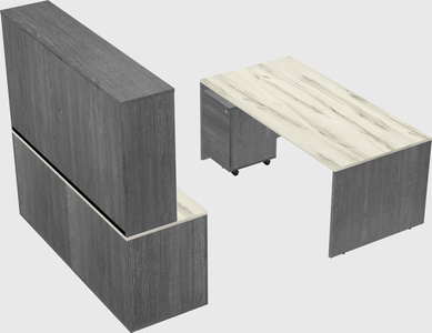 Parallel desk with credenza