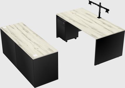 Parallel desk with credenza