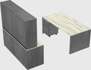 Parallel desk with credenza