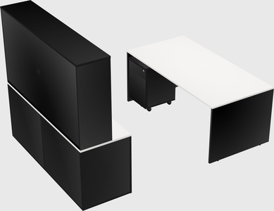 Parallel desk with credenza