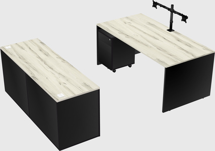 Bureau parallèle avec crédence