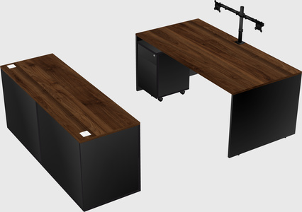 Bureau parallèle avec crédence