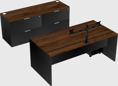 Parallel desk with credenza