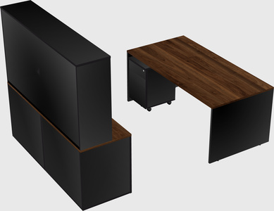 Parallel desk with credenza