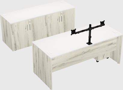 Bureau parallèle avec crédence