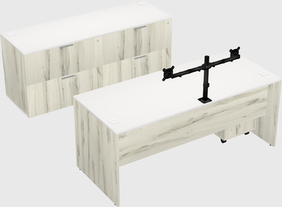 Parallel desk with credenza