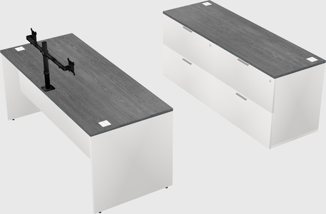 Parallel desk with credenza
