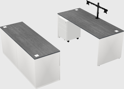 Parallel desk with credenza