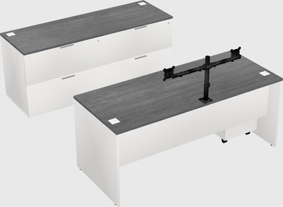 Parallel desk with credenza