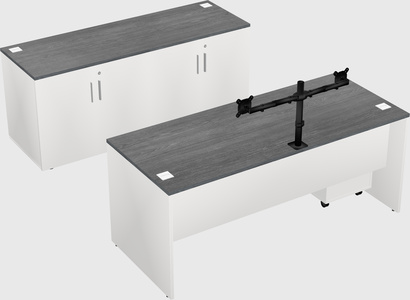 Parallel desk with credenza