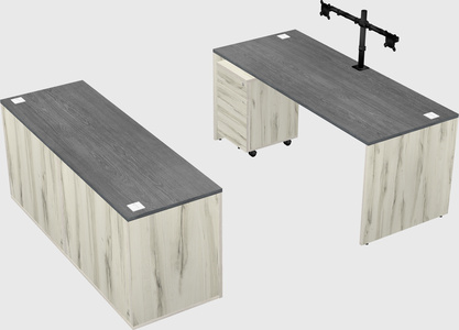 Parallel desk with credenza