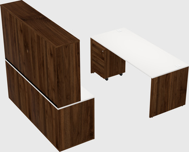Parallel desk with credenza