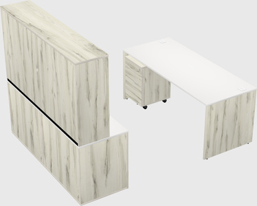Parallel desk with credenza