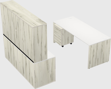 Parallel desk with credenza
