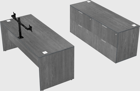 Parallel desk with credenza