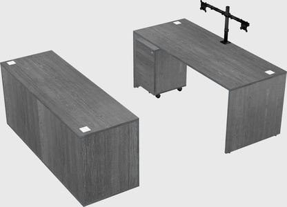 Parallel desk with credenza
