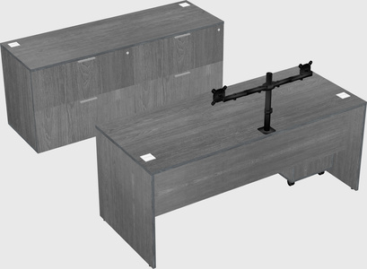 Parallel desk with credenza