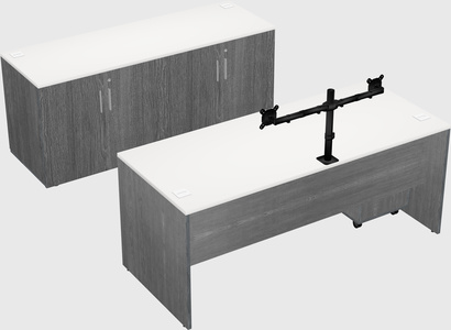 Parallel desk with credenza