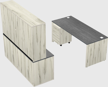 Parallel desk with credenza